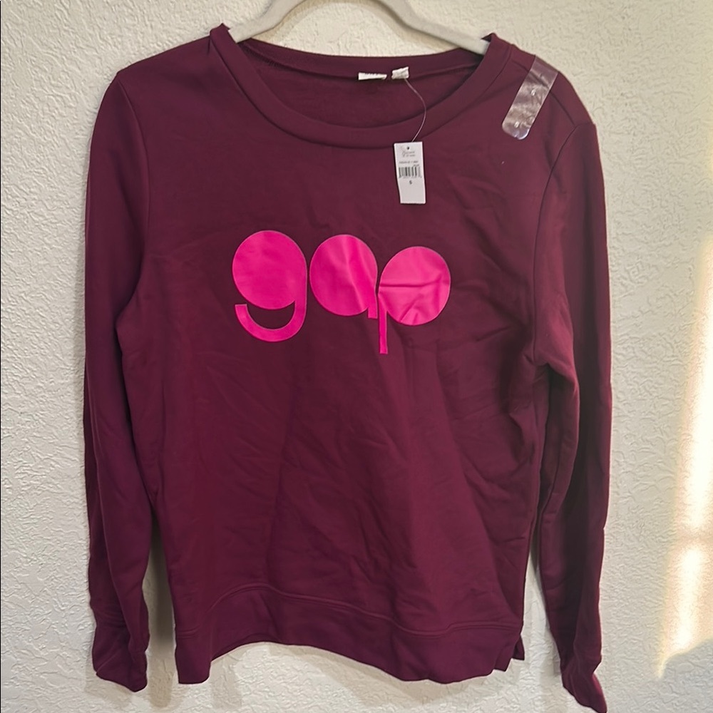 GAP Burgundy Sweatshirt with Pink Logo